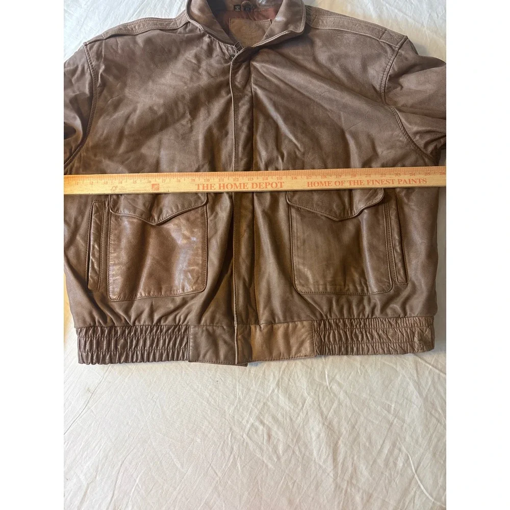 Georgetown Leather Design Bomber Jacket Mens 2X Brown Excellent Vintage Aviator